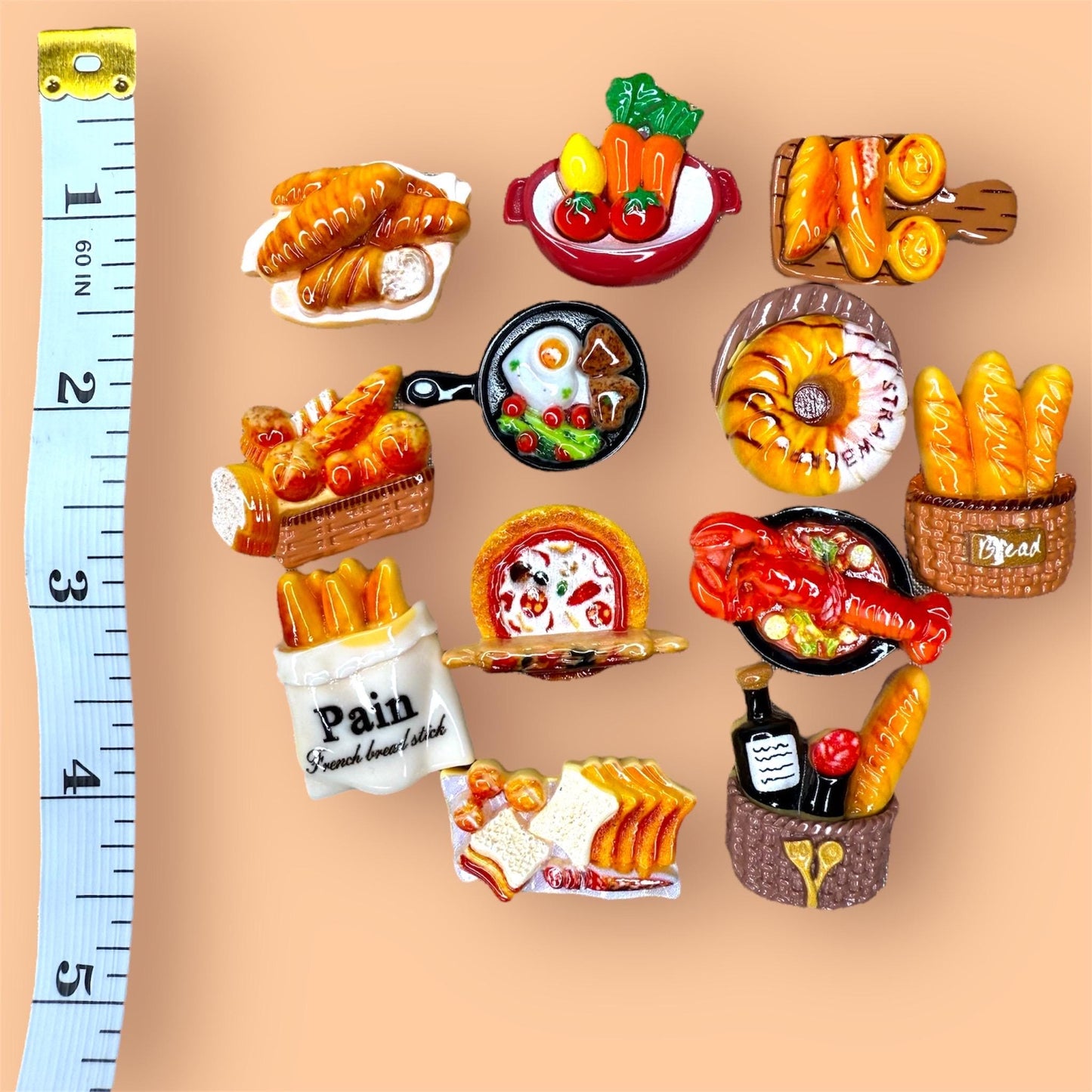 Food bread lobster flatback resin charms cabochons DIY set of 12