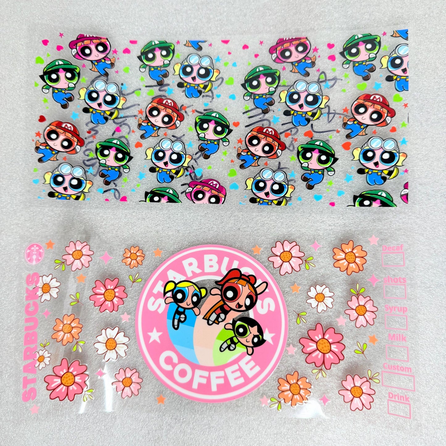 Powerpuff Girls 16 oz glass tumbler / tumbler glass cup / Animation glass cup / UVDTF wrap