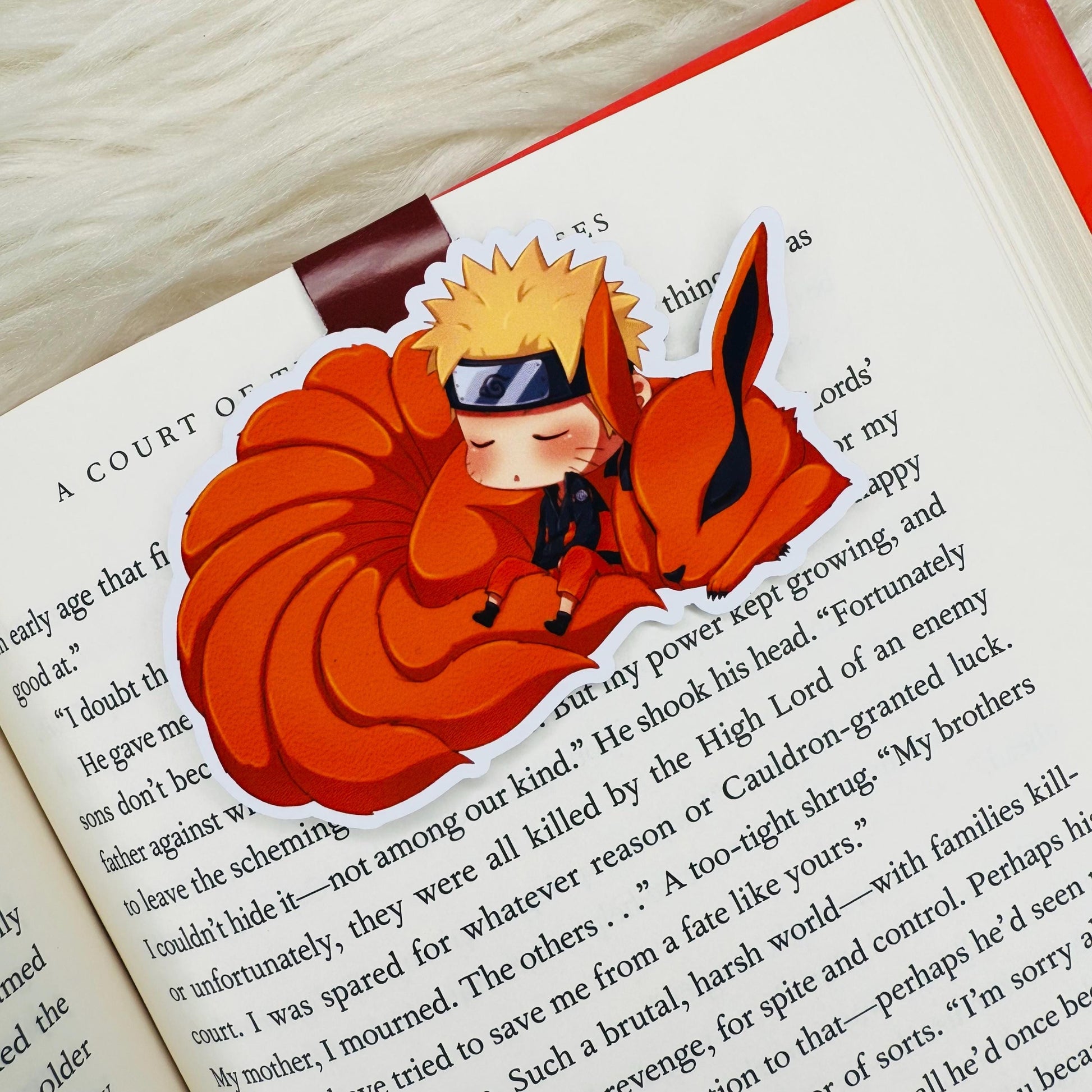 Naruto Kuroma Kyubi Chibi Magnetic Bookmark / nine tailed fox chibi laminated bookmark / anime bookmark