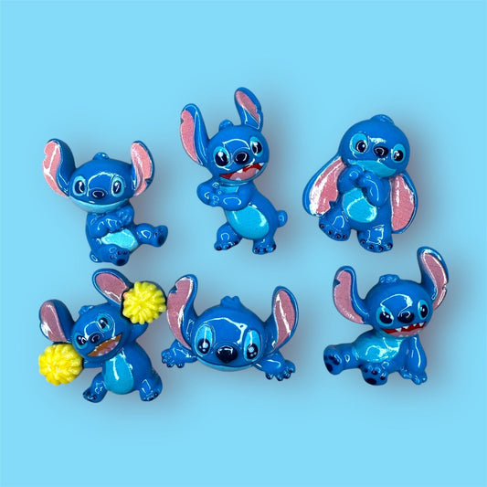 Stitch flatback resin charms cabochons DIY set of 6
