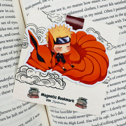 Naruto Kuroma Kyubi Chibi Magnetic Bookmark / nine tailed fox chibi laminated bookmark / anime bookmark